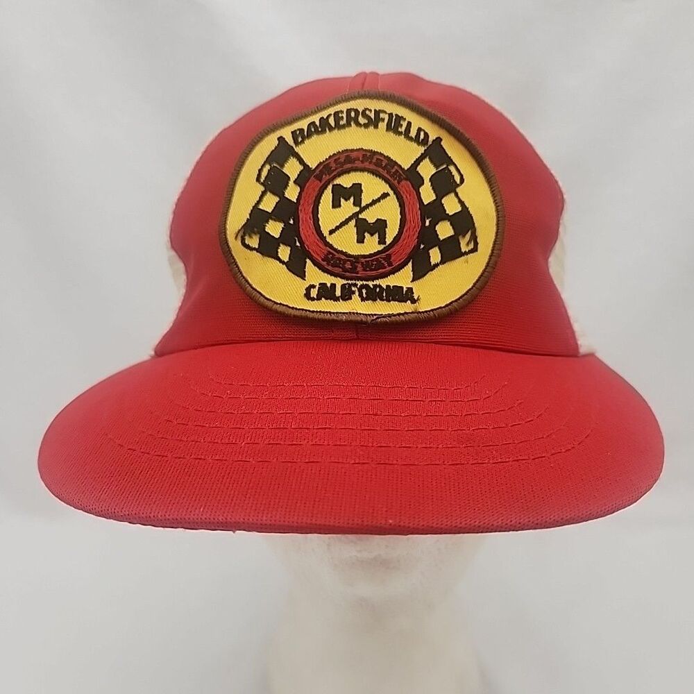 Cap Mesa Marin Raceway Bakersfield California Snapback Mesh Hat 1970s Vintage